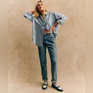 Sezane Light Denim Max Shirt. 34